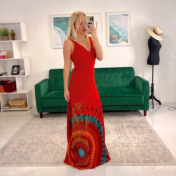 DESIGUAL RED MAXI DRESS - Picture 5 of 6